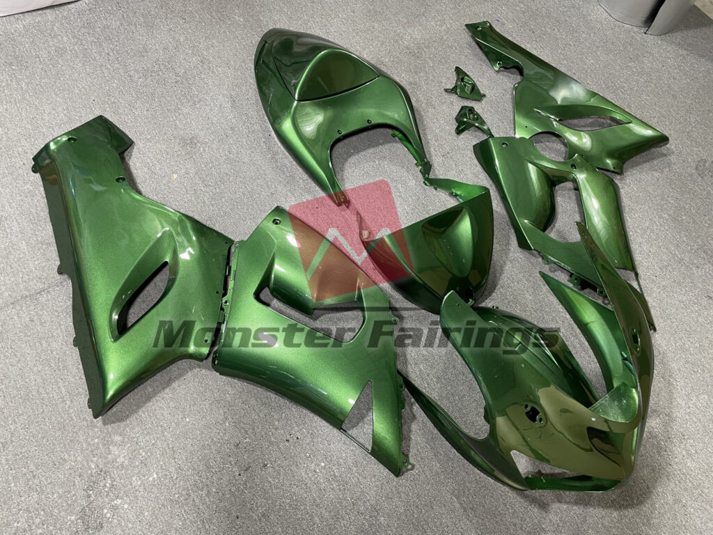 2005 - 2006 Kawasaki ZX6R Metallic Green fairing set - ABS injection, custom painted by Monster Fairings