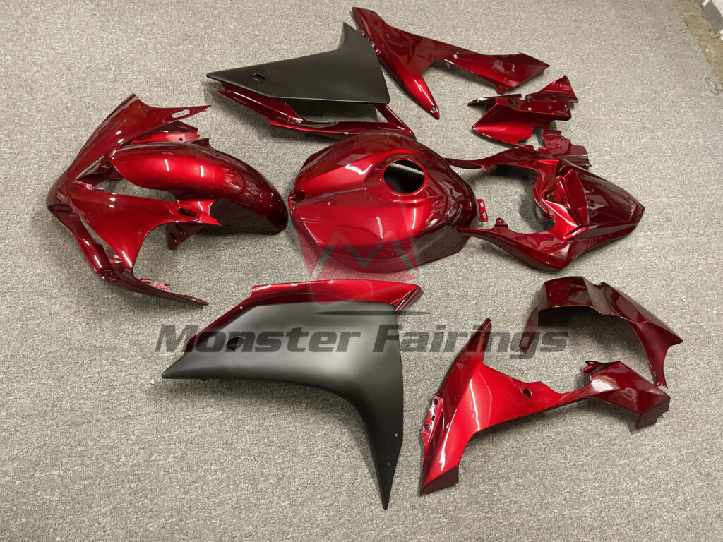 2007 - 2008 Yamaha R1 Candy Red Black fairing set - ABS injection, custom painted by Monster Fairings