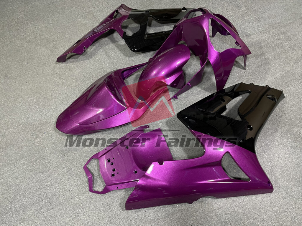Kawasaki ZX6R custom ABS fairings 2003 - 2004 in Gloss Pink & Black - durable replacement kit, Monster Fairings