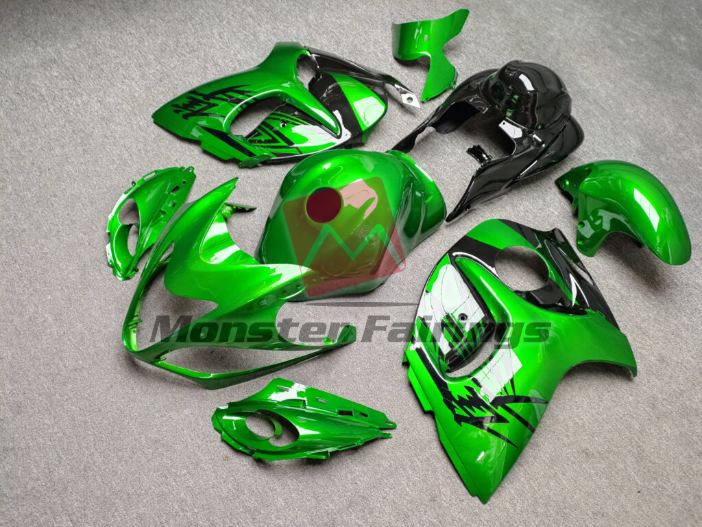 2008 - 2020 Suzuki GSXR 1300 Gloss Electric Green Black fairing set - ABS injection, custom painted by Monster Fairings