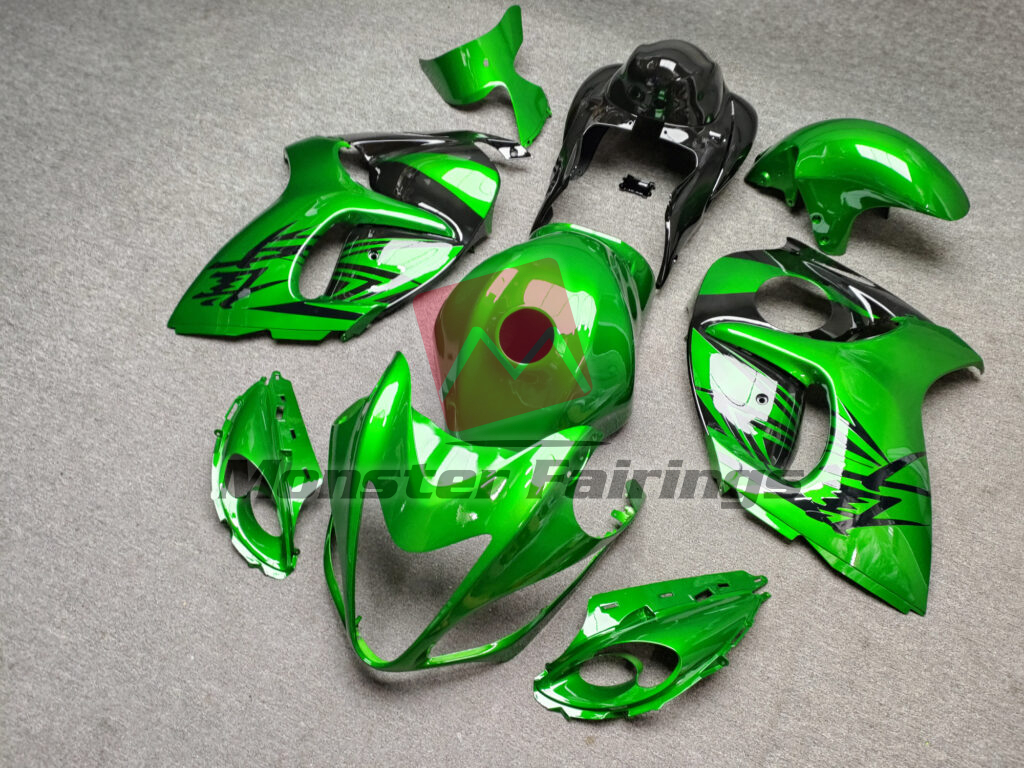 Gloss Electric Green Black ABS fairings for Suzuki GSXR 1300 2008 - 2020 - premium OEM fit kit by Monster Fairings