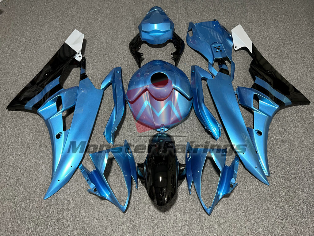 Yamaha R6 2006 - 2007 Gloss Light Blue & Black ABS fairings - custom motorcycle bodywork kit by Monster Fairings