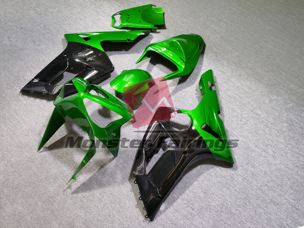 Gloss Green & Black ABS fairings for Kawasaki ZX6R 2003 - 2004 - premium OEM fit kit by Monster Fairings