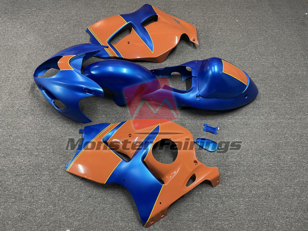 Suzuki GSXR 1300 custom ABS fairings 1997 - 2007 in Gloss Blue Desert Orange - durable replacement kit, Monster Fairings