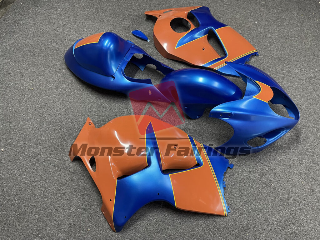 1997 - 2007 Suzuki GSXR 1300 Gloss Blue Desert Orange fairing set - ABS injection, custom painted by Monster Fairings