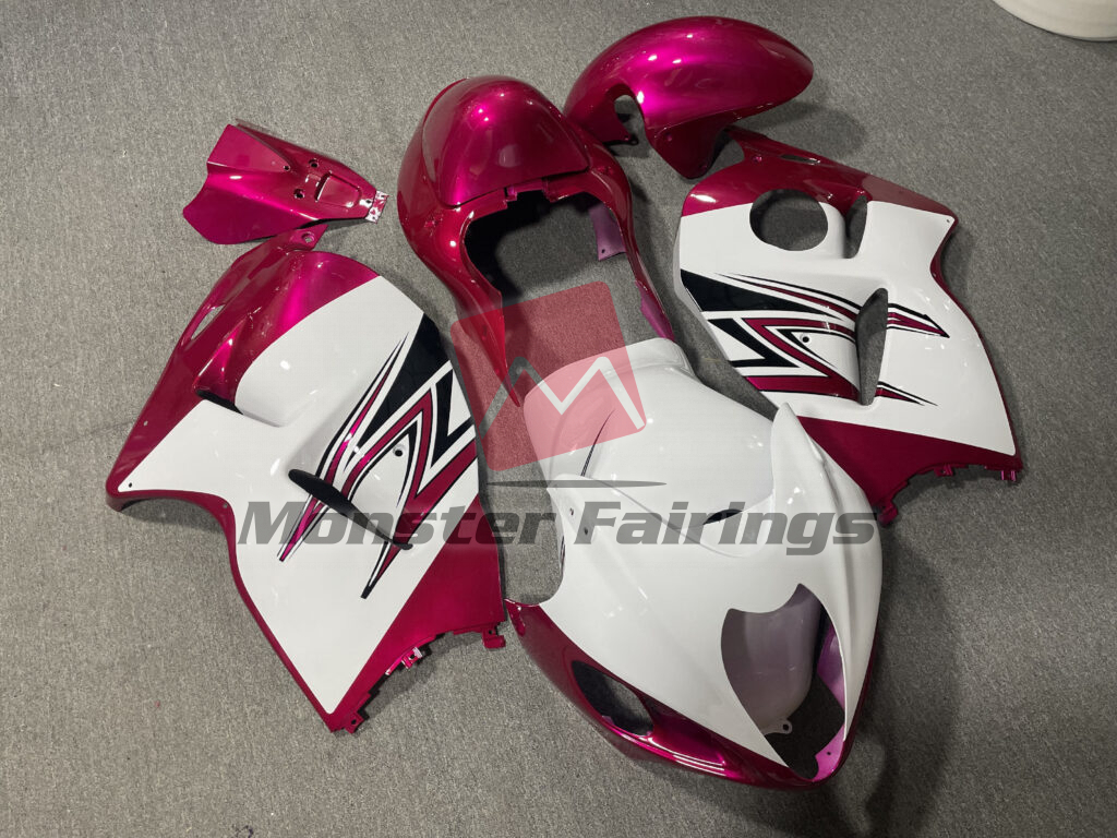 Gloss White Pink ABS fairings for Suzuki GSXR 1300 1997 - 2007 - premium OEM fit kit by Monster Fairings