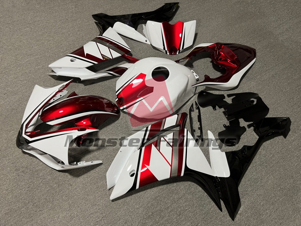 Gloss White & Red Black ABS fairings for Yamaha R1 2007 - 2008 - premium OEM fit kit by Monster Fairings