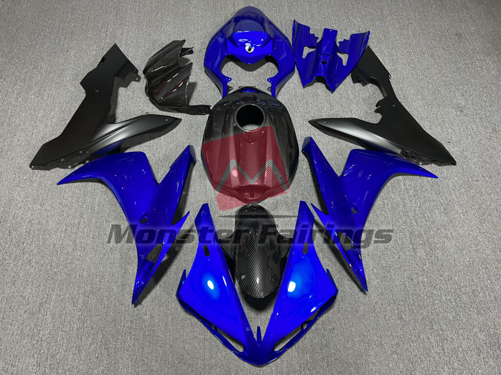 Yamaha R1 2004 - 2006 Gloss Blue Carbon Fiber Style ABS fairings - custom motorcycle bodywork kit by Monster Fairings