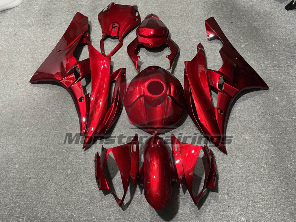 Yamaha R6 2006 - 2007 Gloss Red ABS fairings - custom motorcycle bodywork kit by Monster Fairings