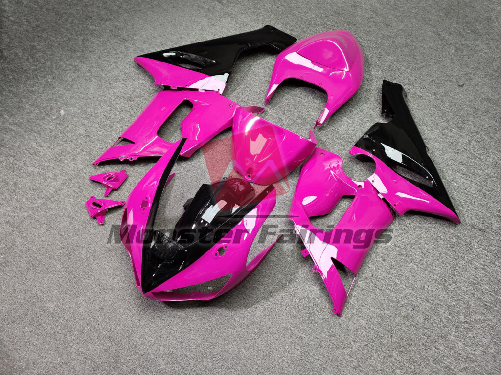 2005 - 2006 Kawasaki ZX6R Gloss Pink & Black fairing set - ABS injection, custom painted by Monster Fairings