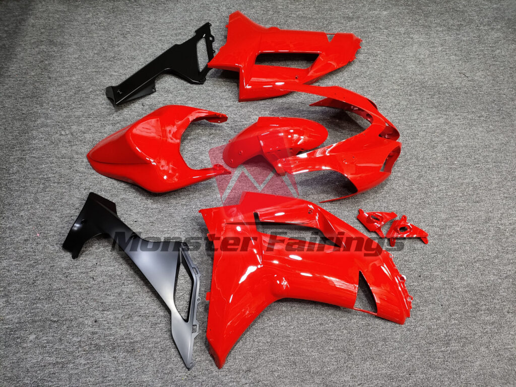 Monster Fairings ABS fairing kit for Kawasaki ZX6R 2007 - 2008 - Gloss Red Matte Black, precise OEM fit