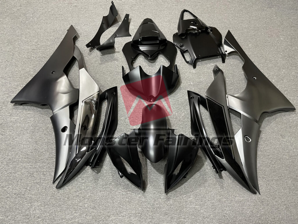 Yamaha R6 2008 - 2016 Gloss & Matte Double Black ABS fairings - custom motorcycle bodywork kit by Monster Fairings