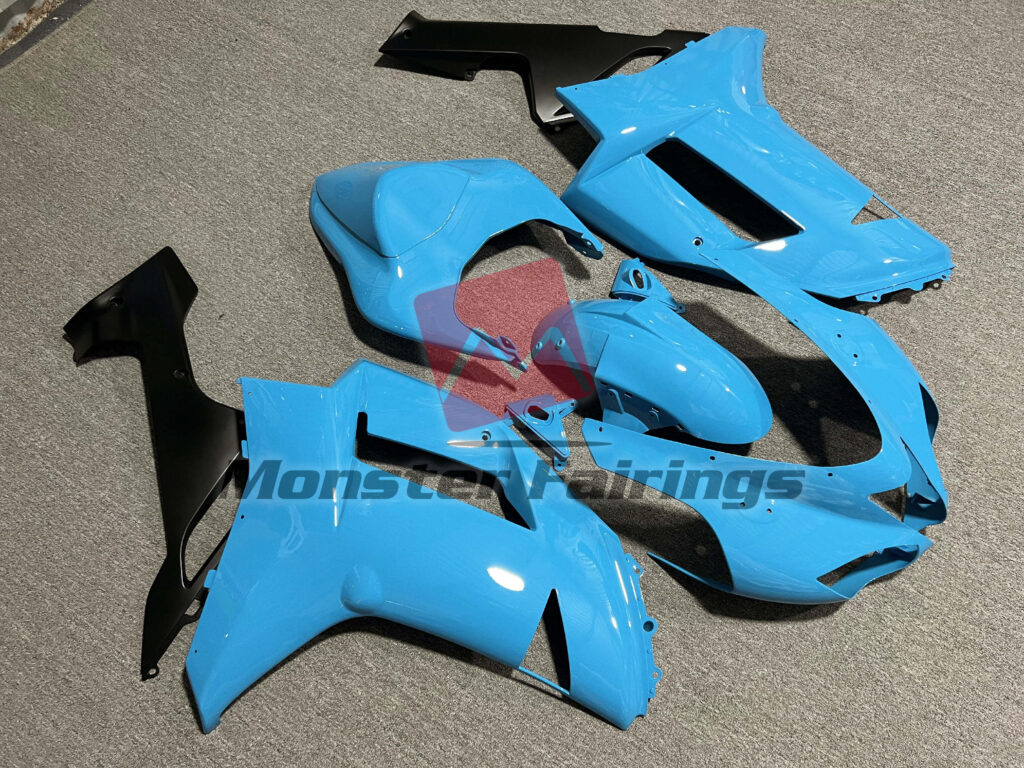Gloss Light Blue & Matte Black ABS fairings for Kawasaki ZX6R 2007 - 2008 - premium OEM fit kit by Monster Fairings
