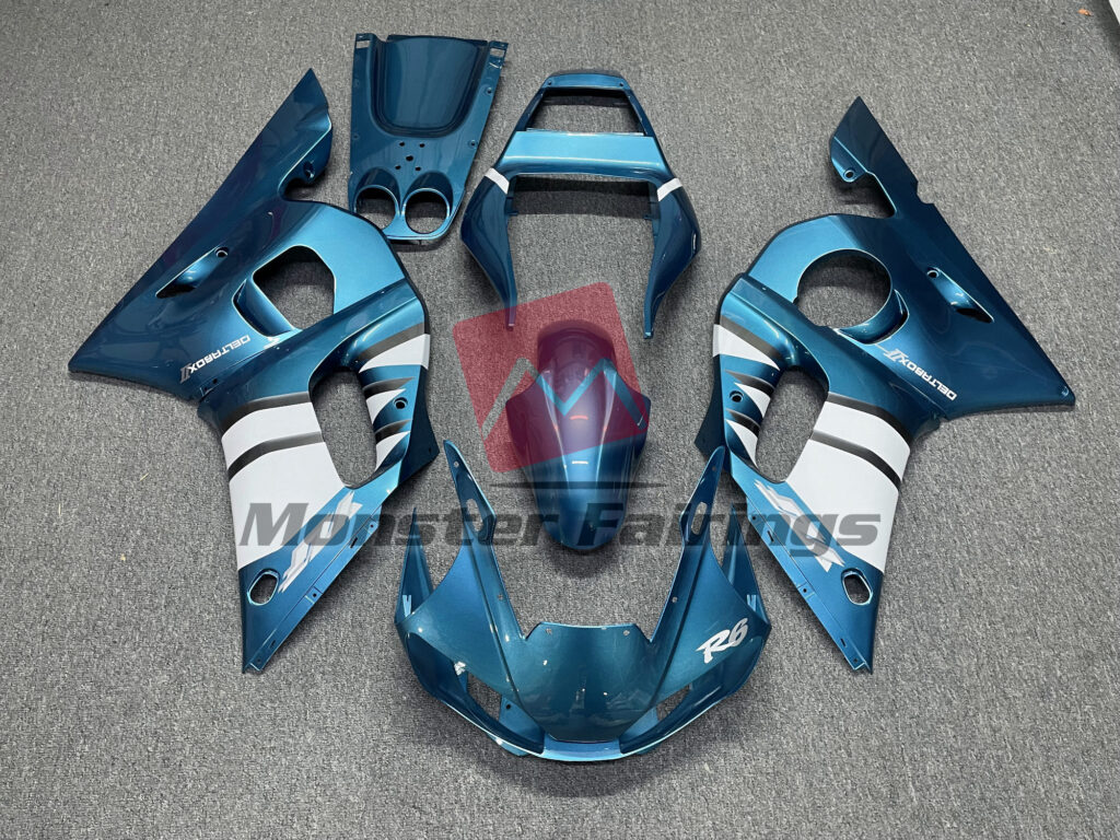 Yamaha R6 1998 - 2002 Light Blue White ABS fairings - custom motorcycle bodywork kit by Monster Fairings