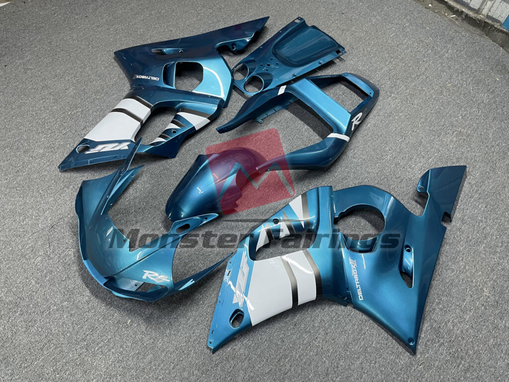 Yamaha R6 custom ABS fairings 1998 - 2002 in Light Blue White - durable replacement kit, Monster Fairings