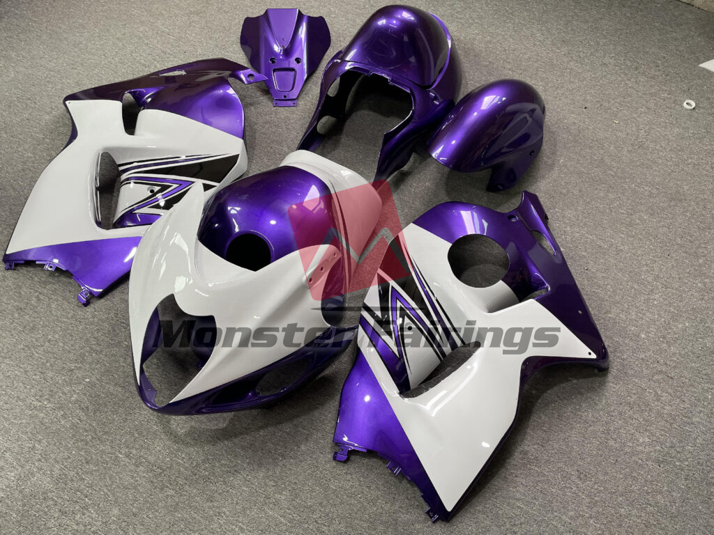 Gloss White & Purple ABS fairings for Suzuki GSXR 1300 1997 - 2007 - premium OEM fit kit by Monster Fairings