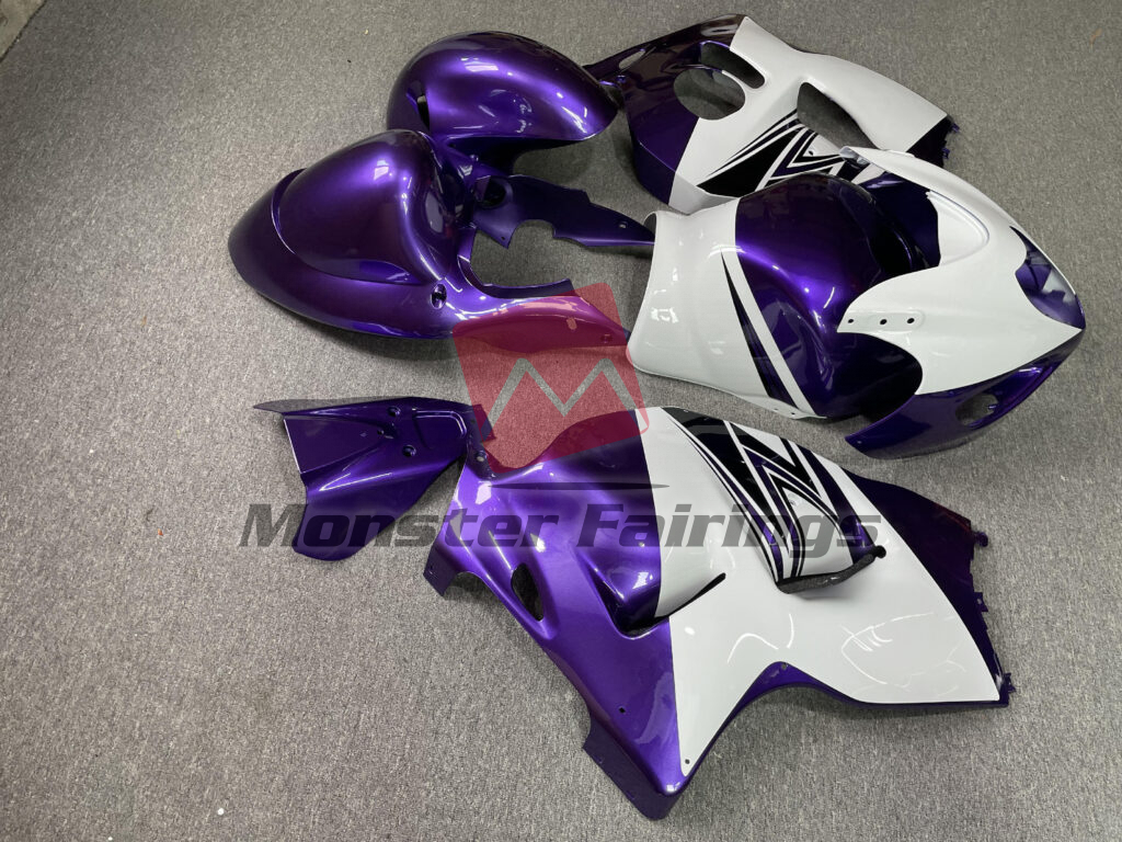 1997 - 2007 Suzuki GSXR 1300 Gloss White & Purple fairing set - ABS injection, custom painted by Monster Fairings