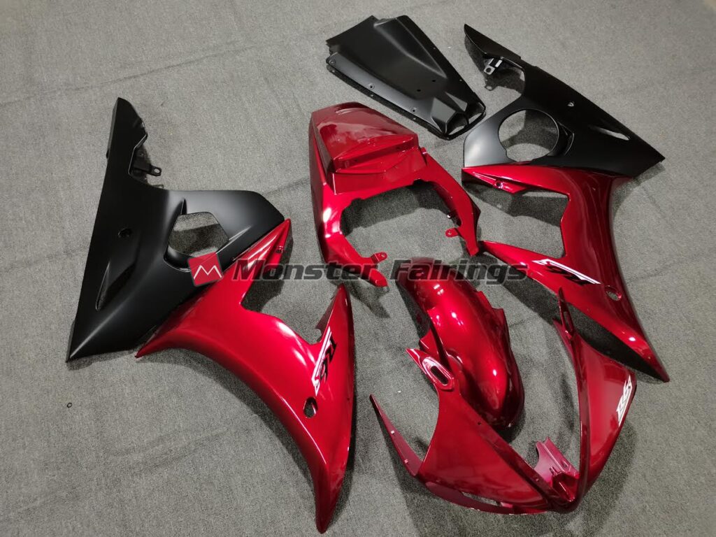 Yamaha R6 custom ABS fairings 2003 - 2004 in Maroon Red - durable replacement kit, Monster Fairings