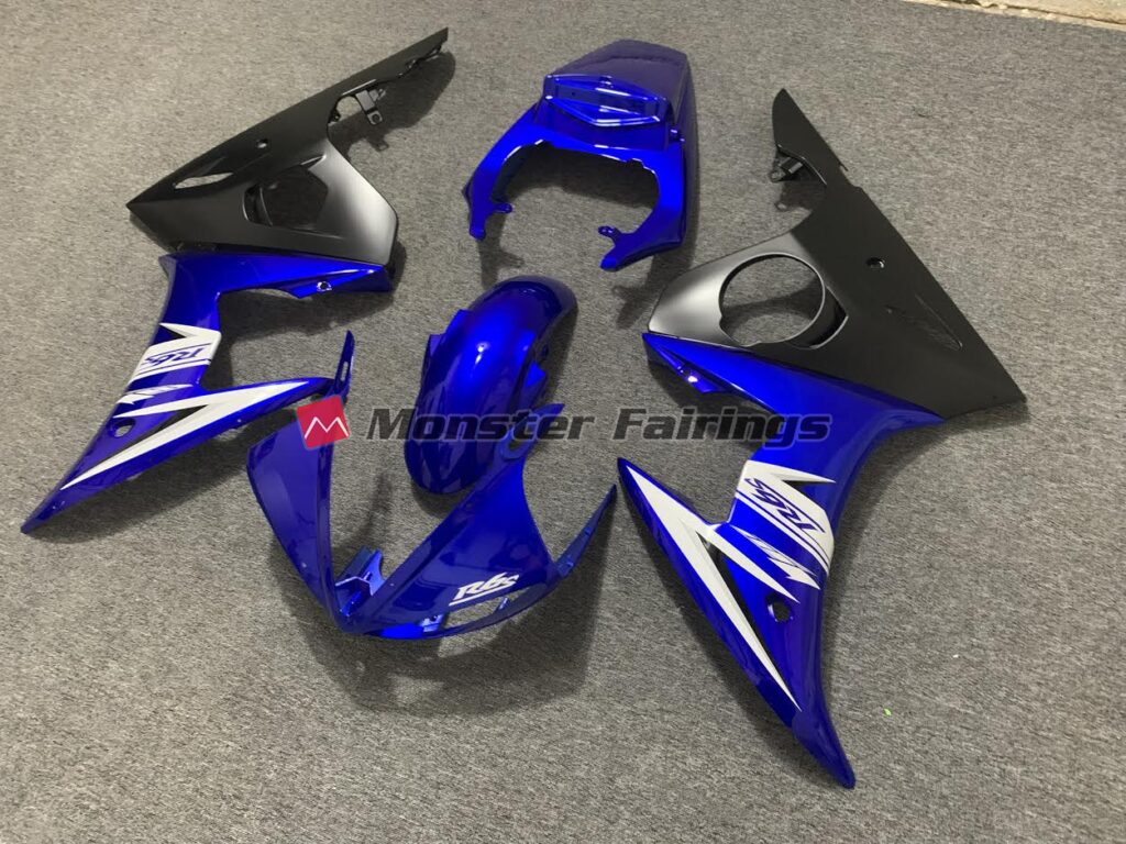 Blue White and Matte ABS fairings for Yamaha R6 2003 - 2004 - premium OEM fit kit by Monster Fairings