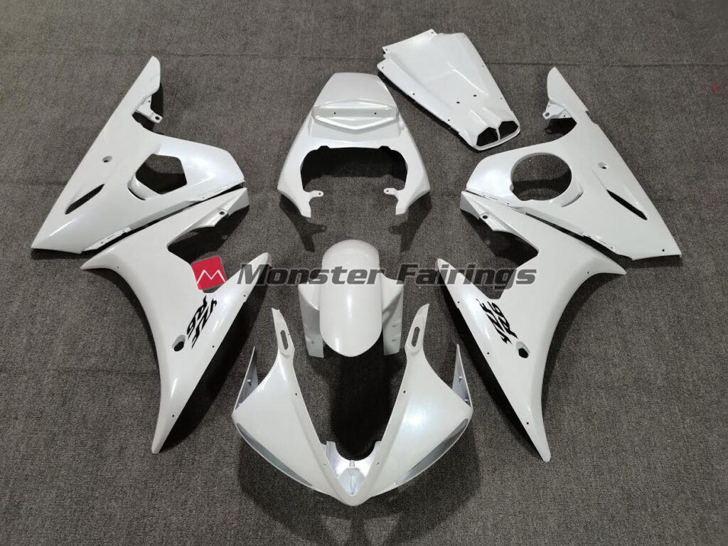 Yamaha R6 2005 Pearl White ABS fairings - custom motorcycle bodywork kit by Monster Fairings