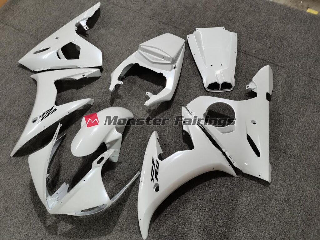 Yamaha R6 custom ABS fairings 2005 in Pearl White - durable replacement kit, Monster Fairings