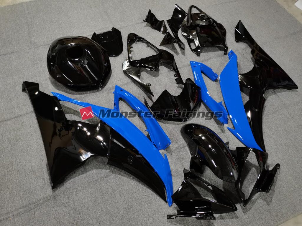 Gloss Black & Blue ABS fairings for Yamaha R6 2008 - 2016 - premium OEM fit kit by Monster Fairings