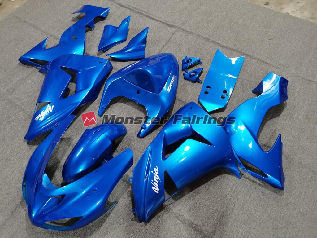 Kawasaki ZX10R custom ABS fairings 2006 - 2007 in Blue Ninja - durable replacement kit, Monster Fairings