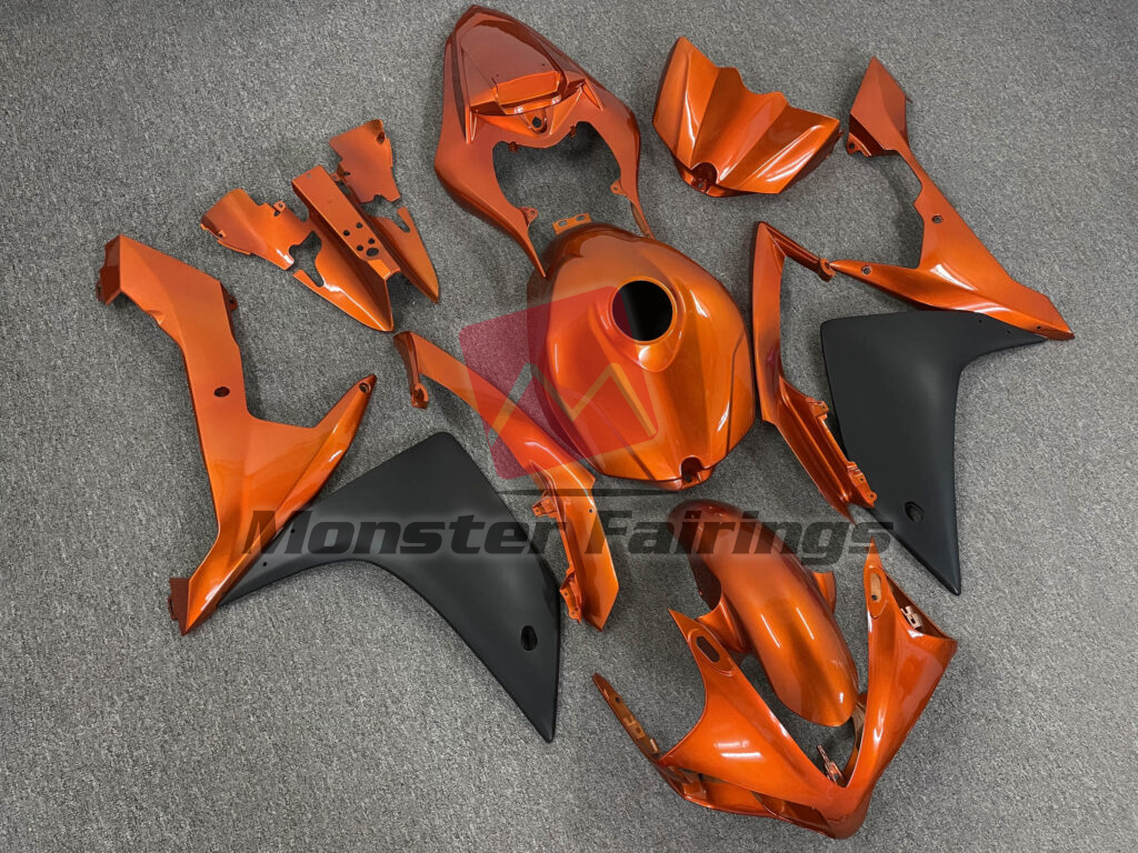 Gloss Orange & Matte Black ABS fairings for Yamaha R1 2007 - 2008 - premium OEM fit kit by Monster Fairings