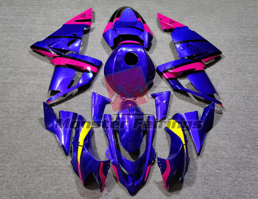 Kawasaki ZX10R 2004 - 2005 Gloss Purple Pink & Yellow ABS fairings - custom motorcycle bodywork kit by Monster Fairings