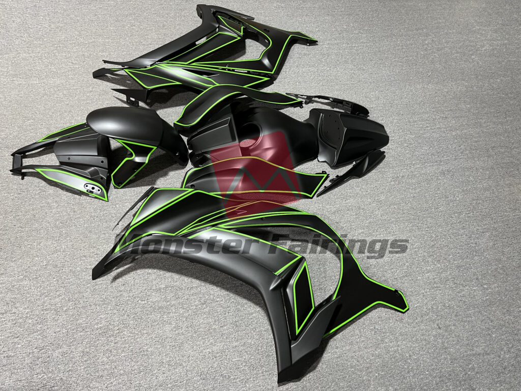Kawasaki ZX10R custom ABS fairings 2011 - 2015 in Matte Black Green - durable replacement kit, Monster Fairings