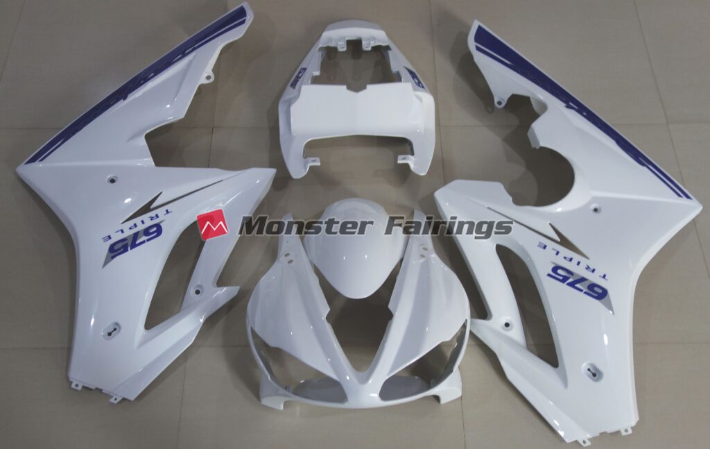 Triumph Daytona 675 2009 - 2012 Blue and White OEM Style ABS fairings - custom motorcycle bodywork kit by Monster Fairings