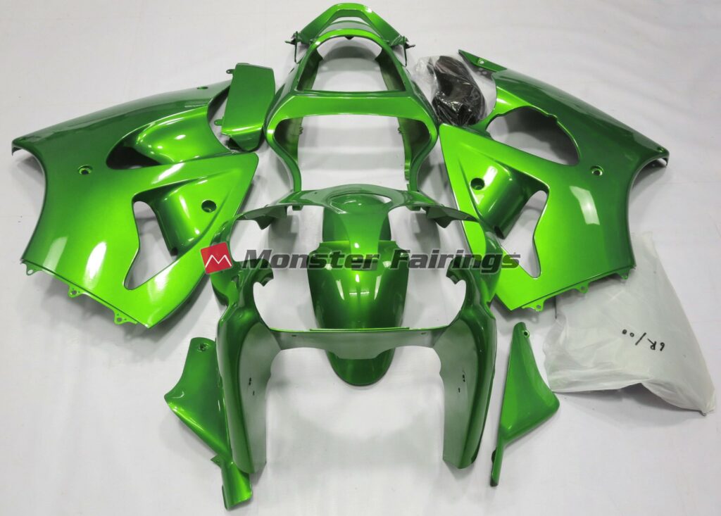 Kawasaki ZX6R 2000 - 2002 Gloss Metallic Green ABS fairings - custom motorcycle bodywork kit by Monster Fairings