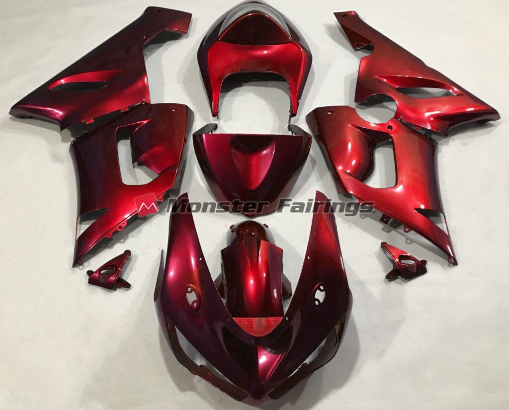 Kawasaki ZX6R 2005 - 2006 Metallic Red ABS fairings - custom motorcycle bodywork kit by Monster Fairings