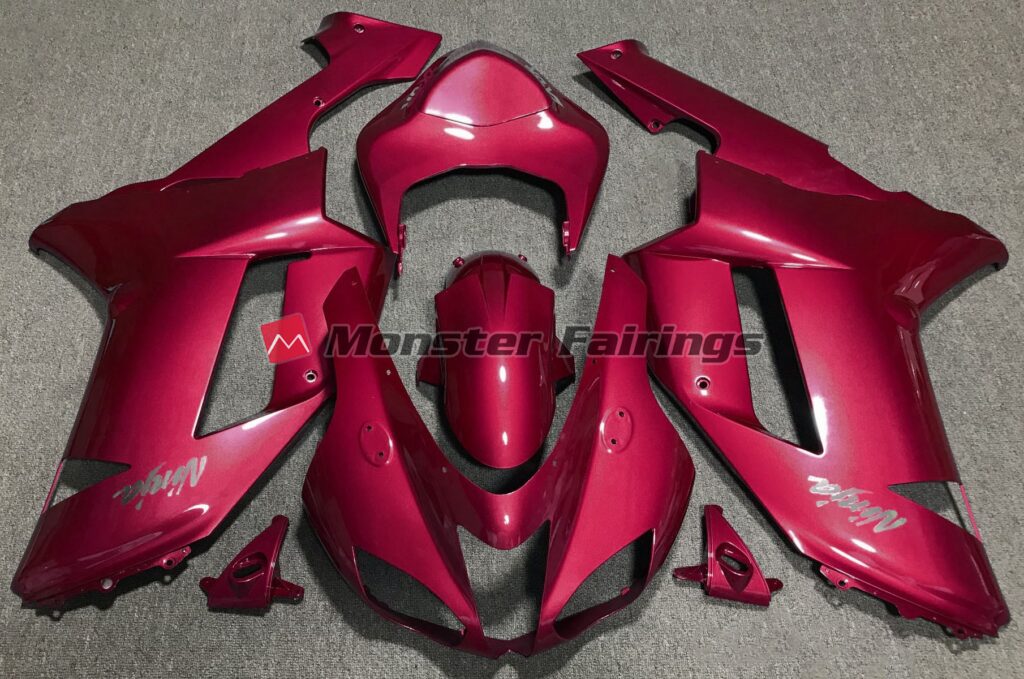 Kawasaki ZX6R 2007 - 2008 Candy Red ABS fairings - custom motorcycle bodywork kit by Monster Fairings