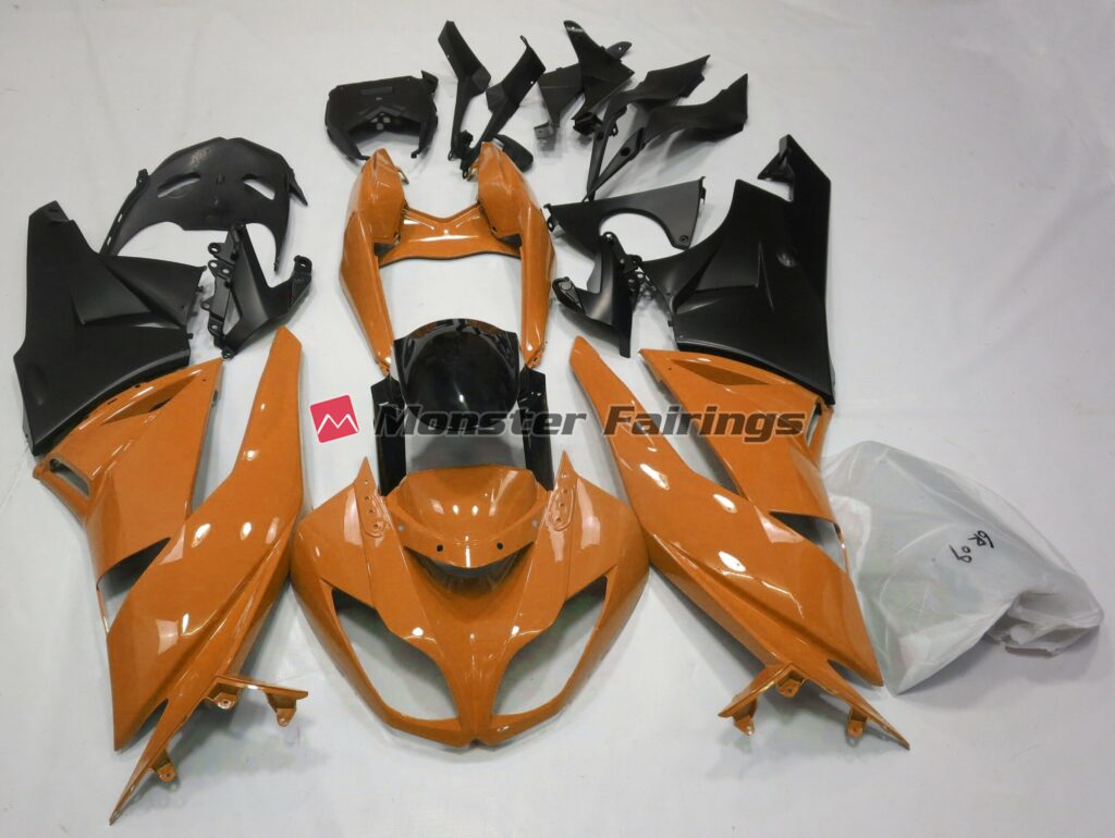 Kawasaki ZX6R 2009 - 2012 Gloss Orange Black ABS fairings - custom motorcycle bodywork kit by Monster Fairings