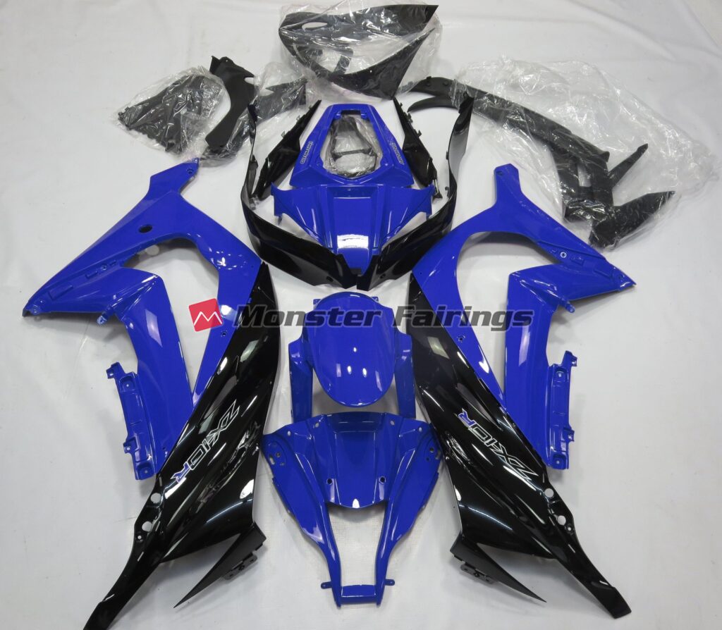 Kawasaki ZX10R 2011 - 2015 Gloss Blue Black ABS fairings - custom motorcycle bodywork kit by Monster Fairings