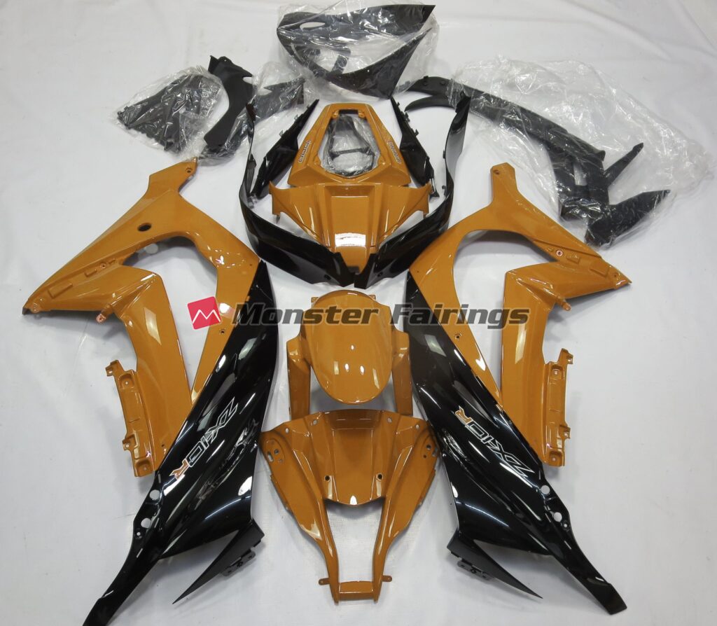 Kawasaki ZX10R 2011 - 2015 Gloss Orange Black ABS fairings - custom motorcycle bodywork kit by Monster Fairings