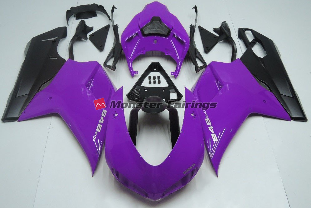 Ducati 848 1098 1198 2007 - 2012 Gloss Purple Black ABS fairings - custom motorcycle bodywork kit by Monster Fairings