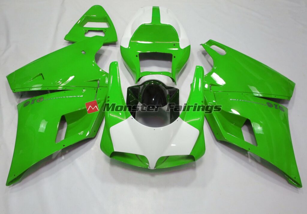 Ducati 996 748 916 998 Gloss Green White ABS fairings - custom motorcycle bodywork kit by Monster Fairings