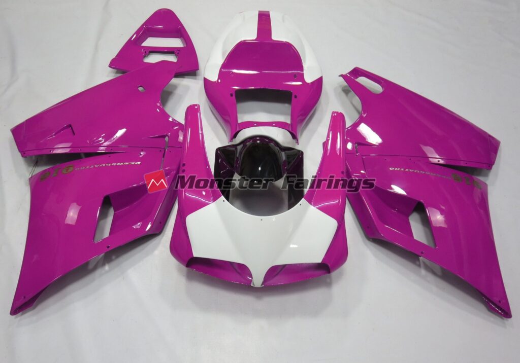 Ducati 996 748 916 998 Gloss Pink White ABS fairings - custom motorcycle bodywork kit by Monster Fairings