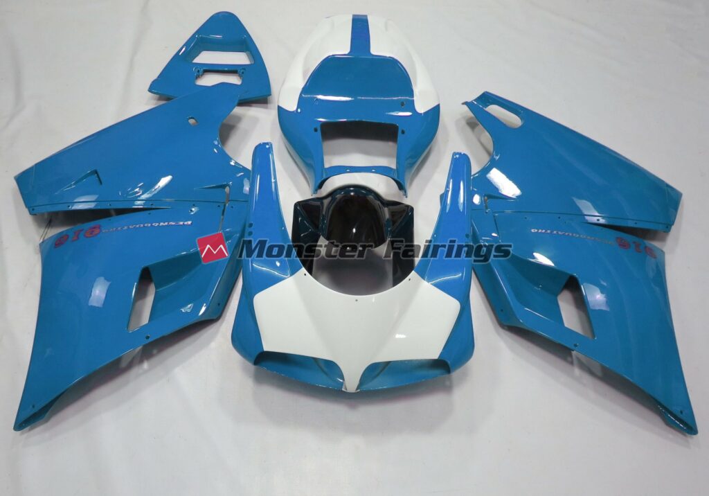 Ducati 996 748 916 998 Gloss Light Blue White ABS fairings - custom motorcycle bodywork kit by Monster Fairings