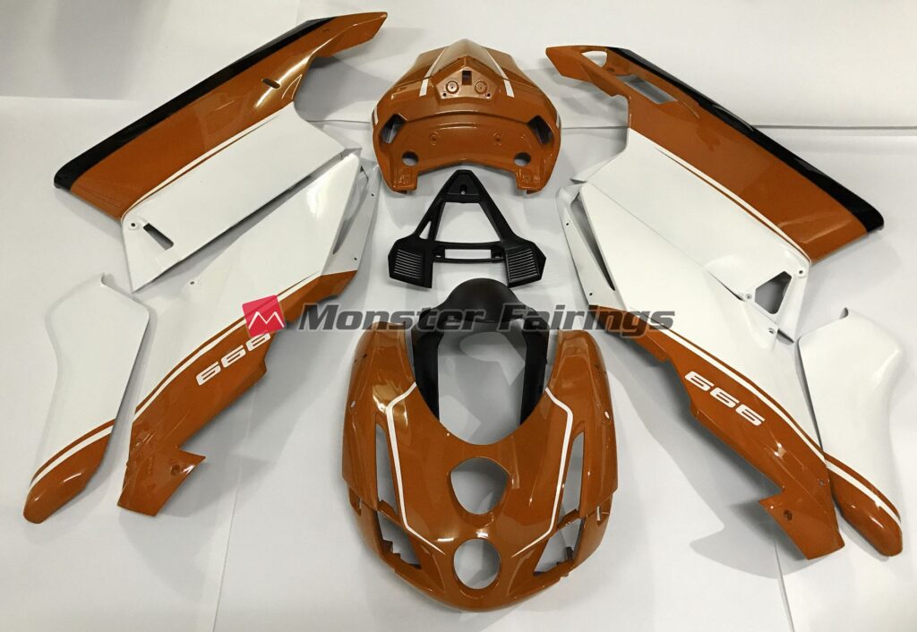 Ducati 749 999 2003 - 2004 White Orange Black ABS fairings - custom motorcycle bodywork kit by Monster Fairings