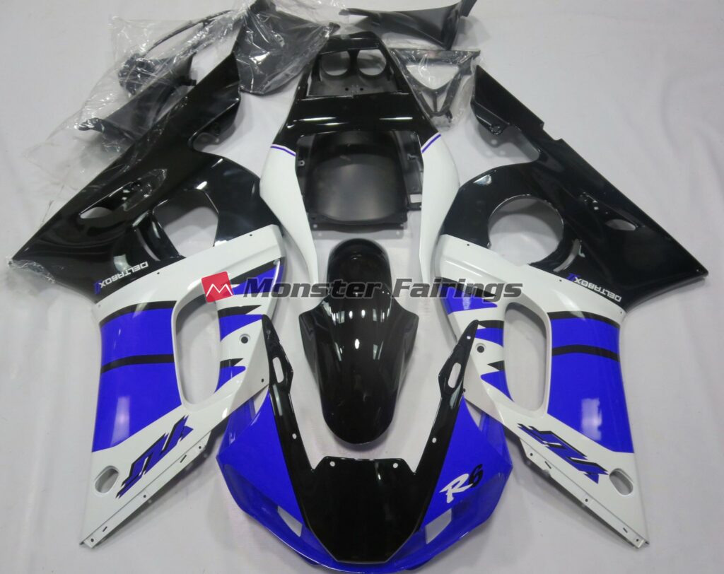 Yamaha R6 1998 - 2002 Gloss Blue Black ABS fairings - custom motorcycle bodywork kit by Monster Fairings