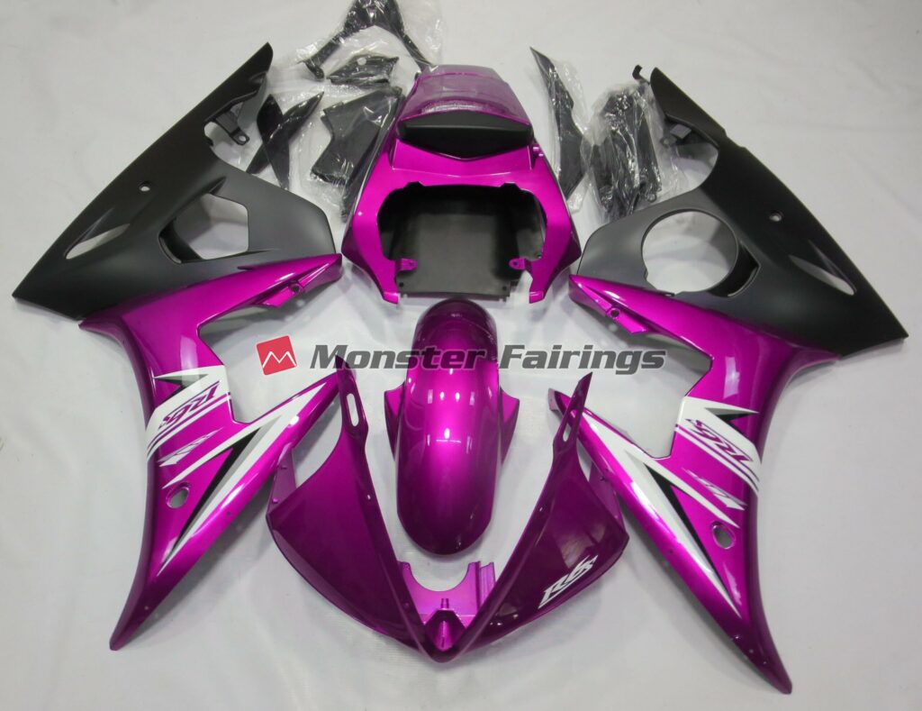 Yamaha R6 2003 - 2004 Gloss Pink White ABS fairings - custom motorcycle bodywork kit by Monster Fairings