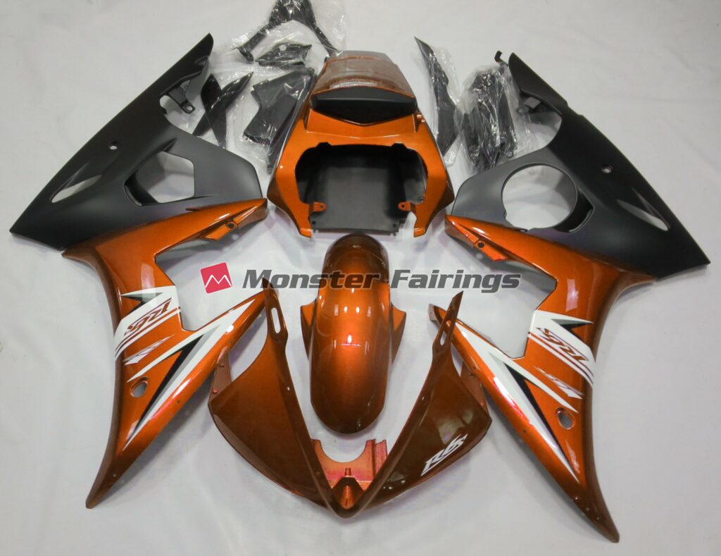 Yamaha R6 2003 - 2004 Gloss Orange White ABS fairings - custom motorcycle bodywork kit by Monster Fairings