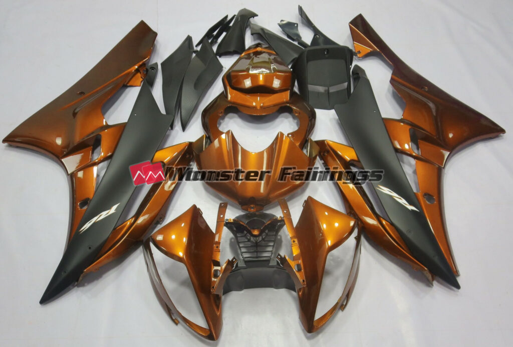 Yamaha R6 2006 - 2007 Metallic Orange Black ABS fairings - custom motorcycle bodywork kit by Monster Fairings