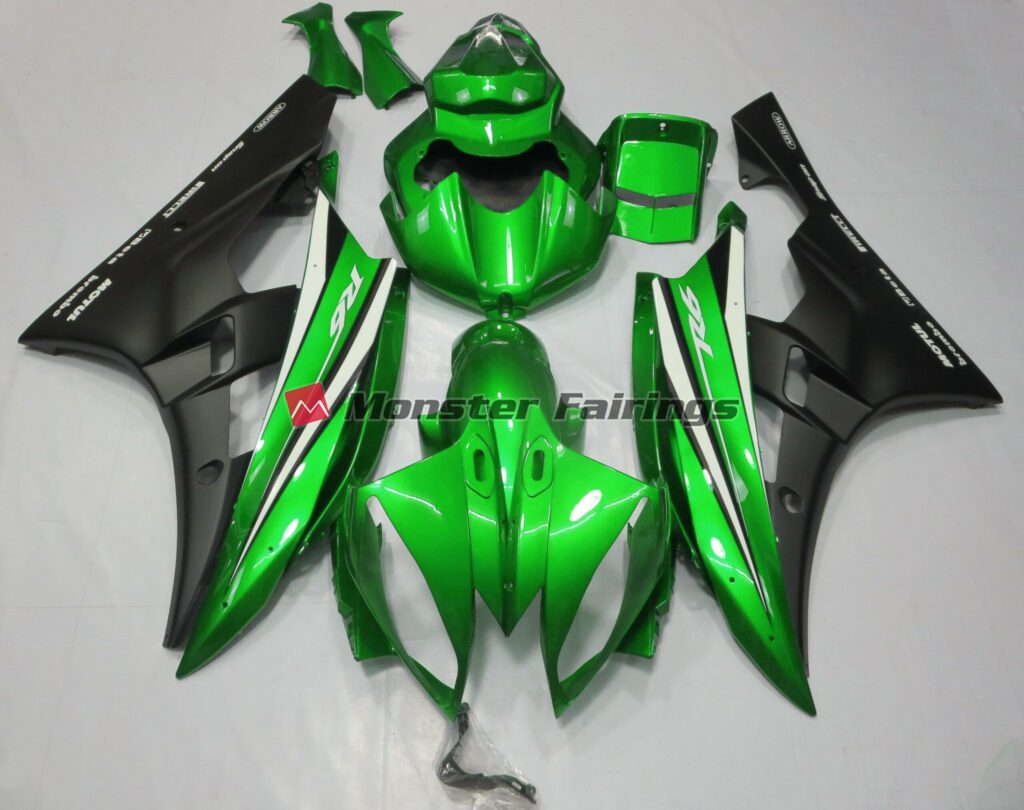Yamaha R6 2006 - 2007 Green Black White ABS fairings - custom motorcycle bodywork kit by Monster Fairings