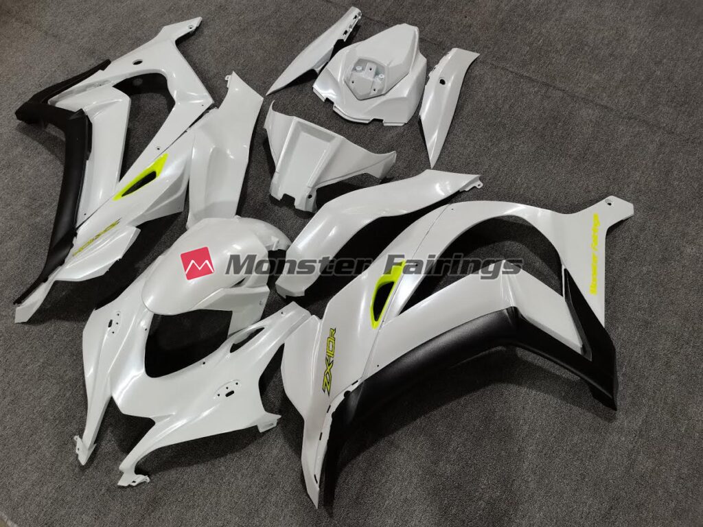 Pearl White Yellow ABS fairings for Kawasaki ZX10R 2016 - 2020 - premium OEM fit kit by Monster Fairings