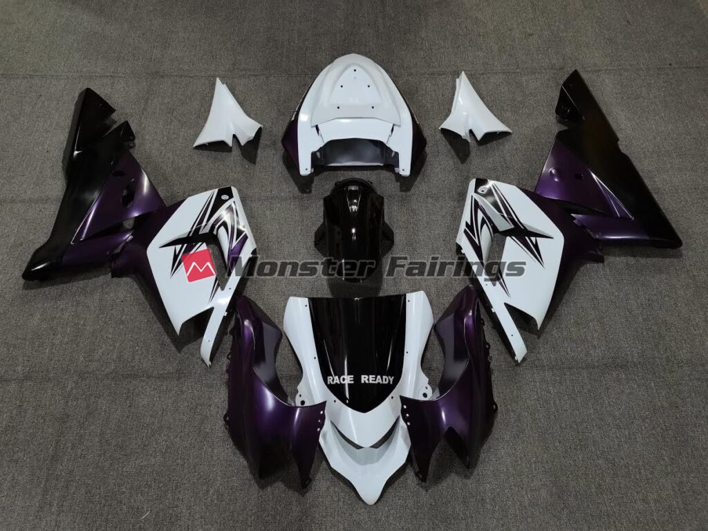 Kawasaki ZX10R 2004 - 2005 White Purple Black ABS fairings - custom motorcycle bodywork kit by Monster Fairings