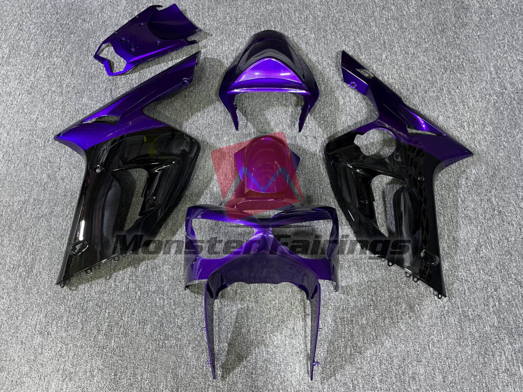 Kawasaki ZX6R 2003 - 2004 Gloss Purple & Black ABS fairings - custom motorcycle bodywork kit by Monster Fairings